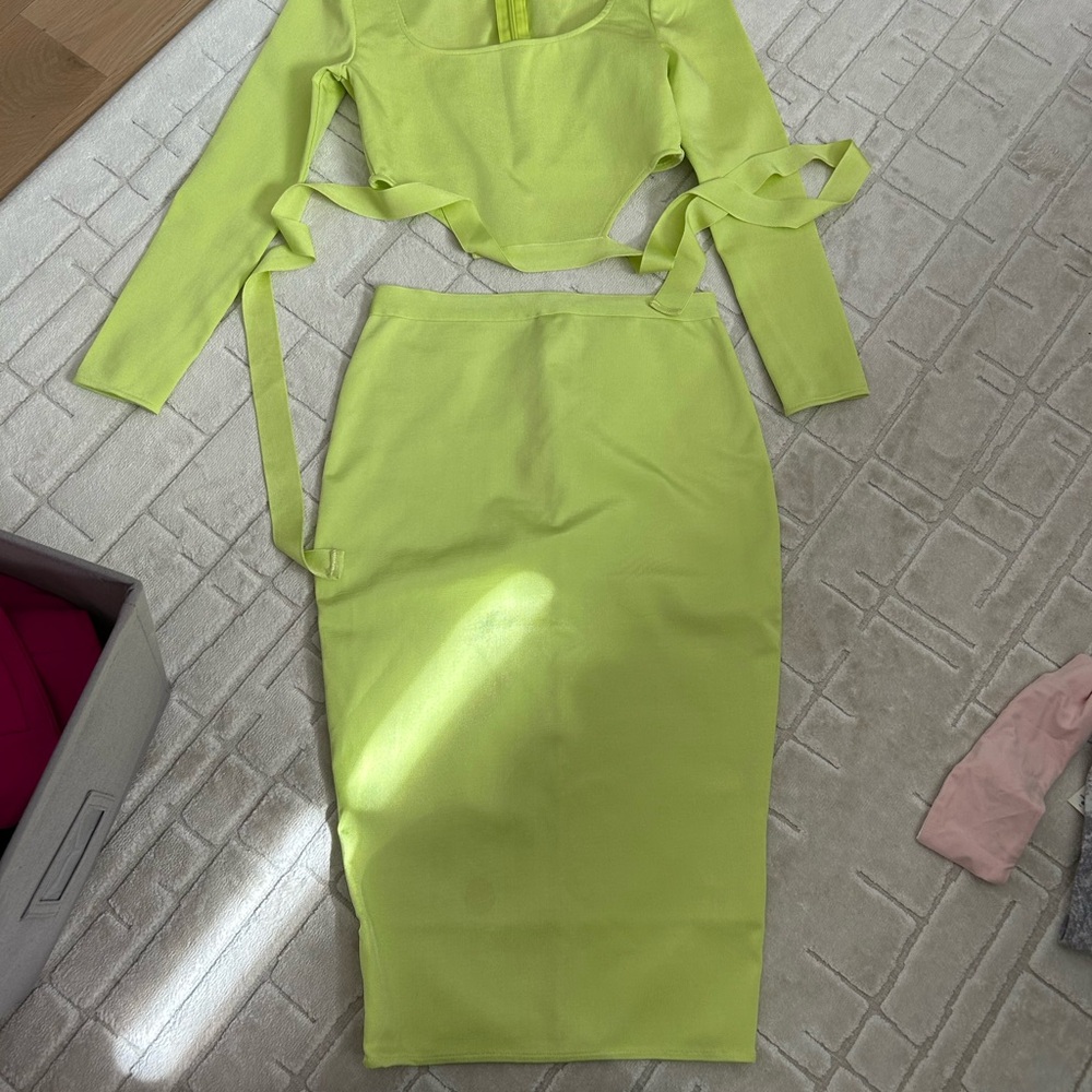 Vibrant Lime Skirt Set for Women
